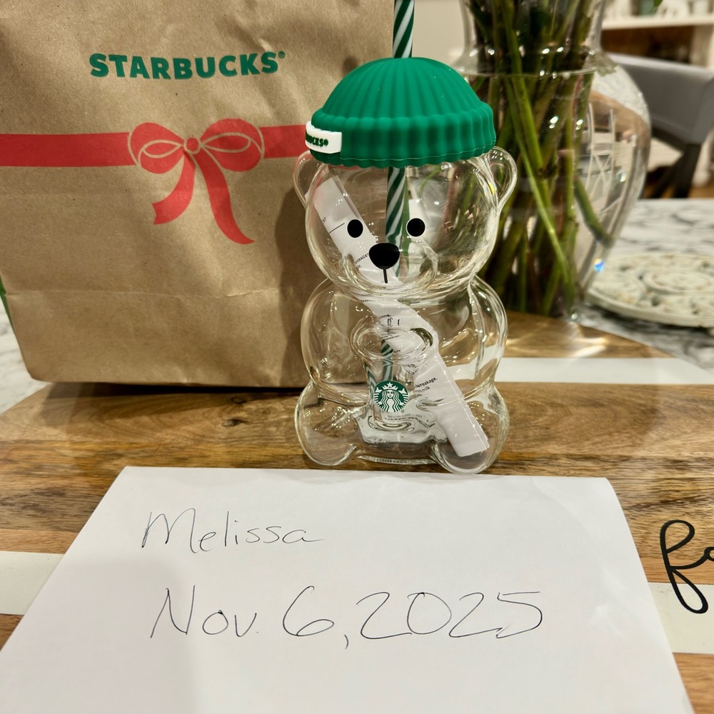 Starbucks Bearista Bear Shaped Glass Cup